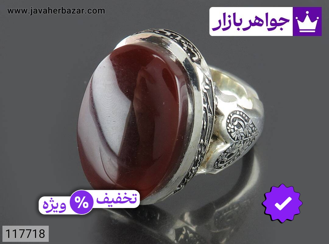 انگشتر نقره عقیق یمنی مردانه دست ساز [صلوات حضرت فاطمه]